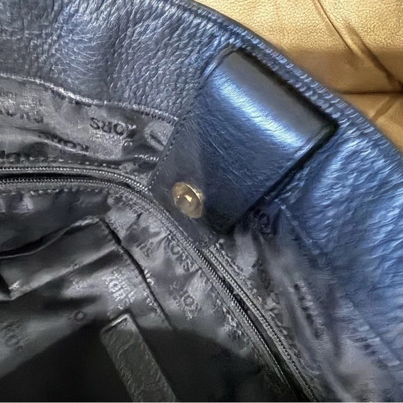 Michael Kors BIG VALLEY Large NS Tote Bag BLACK Leather Gold Tone Handbag - Picture 9 of 16